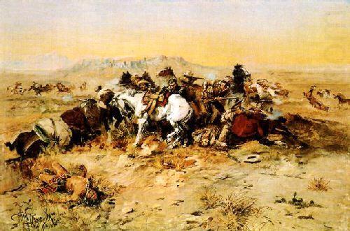 Charles M Russell A Desperate Stand china oil painting image